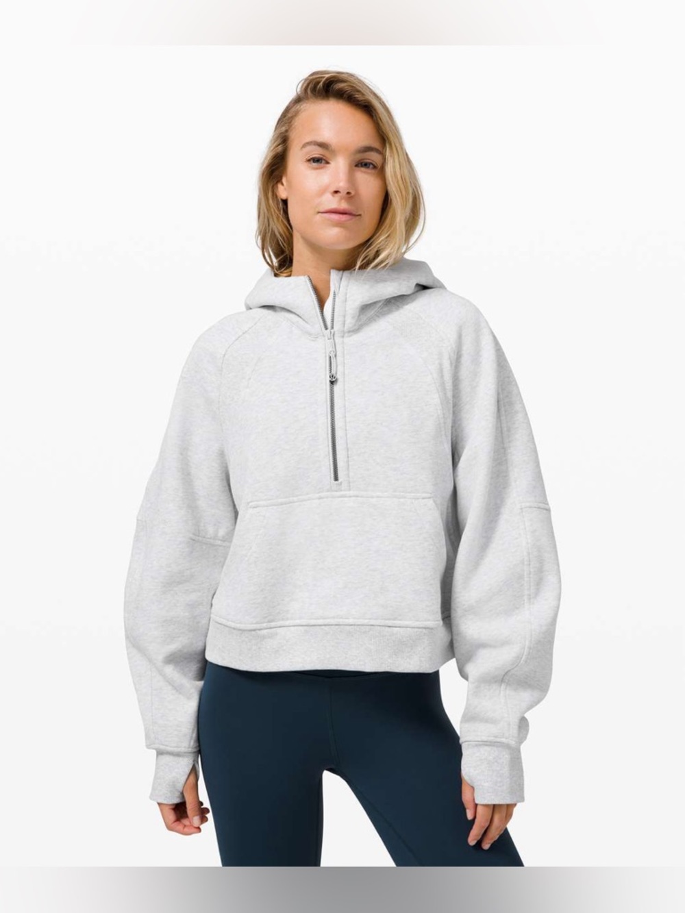 Lululemon Scuba Oversized 1/2 Zip Hoodie - Heathered Core Ultra Light Grey -XS/S